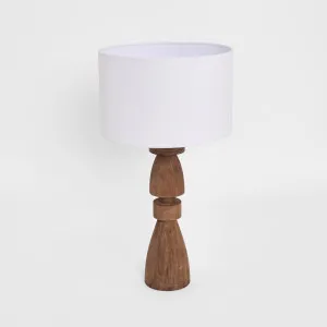 Magnus Wood Table Lamp Saddle Base with White Shade by MRD Home, a Table & Bedside Lamps for sale on Style Sourcebook