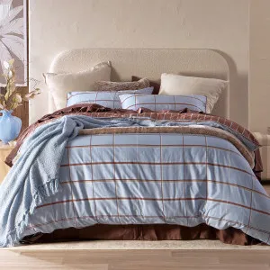 Habitat Dawson Reversible Check/Stripe Quilt Cover Set Blue/Chocolate by Habitat, a Quilt Covers for sale on Style Sourcebook