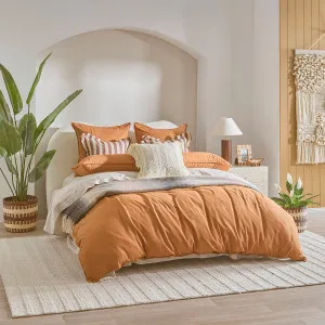 Pillow Talk Washed Linen Look Quilt Cover Set Toffee by Pillow Talk, a Quilt Covers for sale on Style Sourcebook