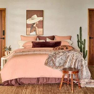 Pillow Talk Piped Washed Linen Look Quilt Cover Set Tan by Pillow Talk, a Quilt Covers for sale on Style Sourcebook