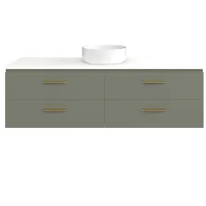 Ashton Vanity 1500mm Centre WG Basin SilkSurface AC Top Wall hung, Olive Satin by Timberline, a Vanities for sale on Style Sourcebook