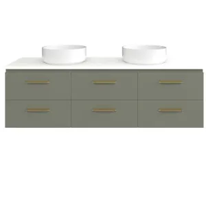 Ashton Vanity 1500mm Double WG Basins SilkSurface AC Top Wall hung, Olive Satin by Timberline, a Vanities for sale on Style Sourcebook