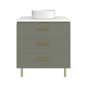 Ashton Vanity 750mm Centre WG Basin SilkSurface AC Top On Legs, Olive Satin by Timberline, a Vanities for sale on Style Sourcebook