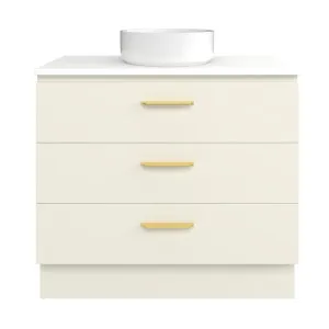 Ashton Vanity 900mm Centre WG Basin SilkSurface AC Top Floor standing, Grey Beige Satin by Timberline, a Vanities for sale on Style Sourcebook
