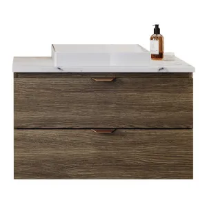 Ashton Vanity 750mm Centre WG Basin SilkSurface AC Top Wall hung, Smoked Kala Ash by Timberline, a Vanities for sale on Style Sourcebook