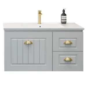 Austin Cambridge Vanity 900mm Centre Bowl Alpha Top Wall hung, Light Grey Satin by Timberline, a Vanities for sale on Style Sourcebook