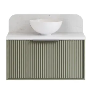 Elwood Vanity 750mm Centre WG Basin SilkSurface AC Top Wall hung, Upgraded, Olive Satin by Timberline, a Vanities for sale on Style Sourcebook