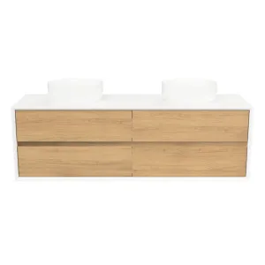 Embrace Vanity 1500mm Double Bowl SilkSurface Surround WG AC Top Wall hung, Elegant Oak by Timberline, a Vanities for sale on Style Sourcebook