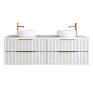 Emmett Vanity 1500mm Double WG Basins SilkSurface AC Top Wall hung, White Satin by Timberline, a Vanities for sale on Style Sourcebook