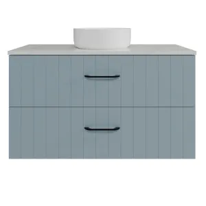 Henley Vanity 1050mm Centre WG Basin SilkSurface AC Top Wall hung, Saxby Blue Satin by Timberline, a Vanities for sale on Style Sourcebook
