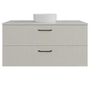 Henley Vanity 1200mm Centre WG Basin SilkSurface AC Top Wall hung, Grey Beige Satin by Timberline, a Vanities for sale on Style Sourcebook