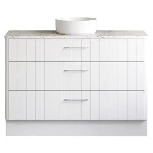 Huron Vanity 1200mm Centre WG Basin SilkSurface AC Top Floorstanding, White Satin by Timberline, a Vanities for sale on Style Sourcebook
