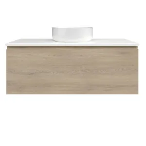 Kingsley Vanity 1050mm Centre Bowl SilkSurface WG AC Top Wall hung, Cotta Cremona Oak by Timberline, a Vanities for sale on Style Sourcebook