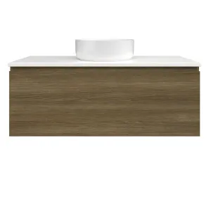 Kingsley Vanity 1050mm Centre Bowl SilkSurface WG AC Top Wall hung, Smoked Kala Ash by Timberline, a Vanities for sale on Style Sourcebook