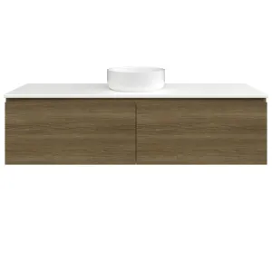 Kingsley Vanity 1500mm Centre Bowl SilkSurface WG AC Top Wall hung, Smoked Kala Ash by Timberline, a Vanities for sale on Style Sourcebook