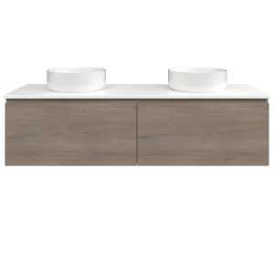 Kingsley Vanity 1500mm Double Bowl SilkSurface WG AC Top Wall hung, Cannolo Cremona Oak by Timberline, a Vanities for sale on Style Sourcebook