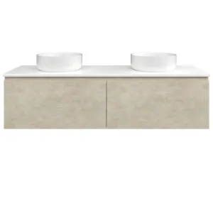 Kingsley Vanity 1500mm Double Bowl SilkSurface WG AC Top Wall hung, Almond Granada by Timberline, a Vanities for sale on Style Sourcebook