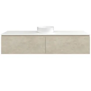 Kingsley Vanity 1800mm Centre Bowl SilkSurface WG AC Top Wall hung, Almond Granada by Timberline, a Vanities for sale on Style Sourcebook