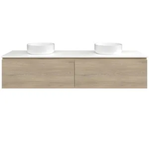 Kingsley Vanity 1800mm Double Bowl SilkSurface WG AC Top Wall hung, Cotta Cremona Oak by Timberline, a Vanities for sale on Style Sourcebook
