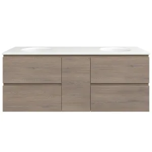 Marshall Vanity 1500mm Double WG Basins SilkSurface UC Top Wall hung, Cannolo Cremona Oak by Timberline, a Vanities for sale on Style Sourcebook