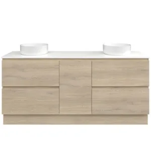 Marshall Vanity 1800mm Double WG Basins SilkSurface AC Top Floor standing, Cotta Cremona Oak by Timberline, a Vanities for sale on Style Sourcebook
