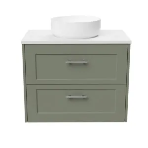 McLaren Vanity 750mm Centre WG Basin SilkSurface AC Top Wall hung, Olive Satin by Timberline, a Vanities for sale on Style Sourcebook