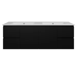 Nevada Vanity 1500mm Double Bowl Alpha Top Wall hung, Black Satin by Timberline, a Vanities for sale on Style Sourcebook