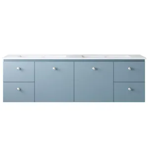 Nevada Vanity 1500mm Double Bowl Alpha Top Wall hung, Saxby Blue Satin by Timberline, a Vanities for sale on Style Sourcebook