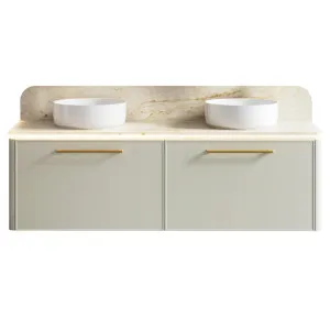Saba Vanity 1500mm Double WG Basins SilkSurface AC Top Wall hung, Upgraded, Grey Beige Satin by Timberline, a Vanities for sale on Style Sourcebook