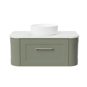 Santos Vanity 900mm Centre WG Basin SilkSurface AC Top Wall hung, Olive Satin Satin by Timberline, a Vanities for sale on Style Sourcebook