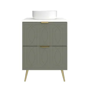Sutherland House Vanity 600mm Centre WG Basin SilkSurface AC Top On Legs, Olive Satin by Timberline, a Vanities for sale on Style Sourcebook