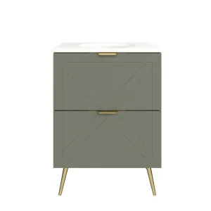 Sutherland House Vanity 600mm Centre WG Basin SilkSurface UC Top On Legs, Olive Satin by Timberline, a Vanities for sale on Style Sourcebook