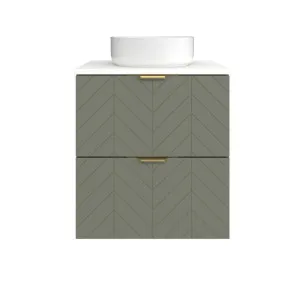 Sutherland House Vanity 600mm Centre WG Basin SilkSurface AC Top Wall Hung, Olive Satin by Timberline, a Vanities for sale on Style Sourcebook