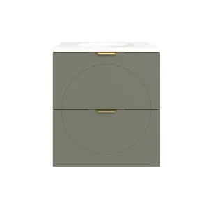 Sutherland House Vanity 600mm Centre WG Basin SilkSurface UC Top Wall Hung, Olive Satin by Timberline, a Vanities for sale on Style Sourcebook