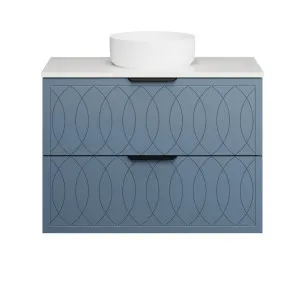 Sutherland House Vanity 900mm Centre WG Basin SilkSurface AC Top Wall Hung, Saxby Blue Satin by Timberline, a Vanities for sale on Style Sourcebook