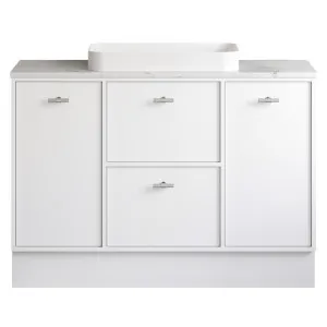 Takano Vanity 1200mm Centre WG Basin SilkSurface AC Top Floor standing, White Satin by Timberline, a Vanities for sale on Style Sourcebook