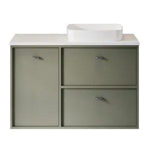 Takano Vanity 900mm Right WG Basin SilkSurface AC Top Wall hung, Olive Satin by Timberline, a Vanities for sale on Style Sourcebook