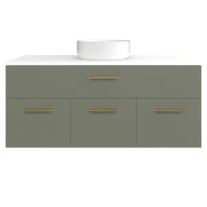 Taylor Vanity 1200mm Centre WG Basin SilkSurface AC Top Wall hung, Olive Satin by Timberline, a Vanities for sale on Style Sourcebook