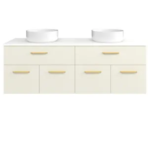 Taylor Vanity 1500mm Double WG Basins SilkSurface AC Top Wall hung, Grey Beige Satin by Timberline, a Vanities for sale on Style Sourcebook