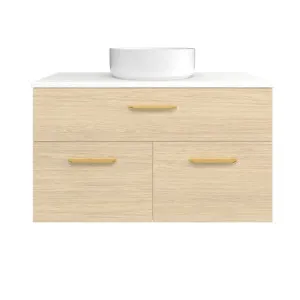 Taylor Vanity 900mm Centre WG Basin SilkSurface AC Top Wall hung, Silk Primavera Oak by Timberline, a Vanities for sale on Style Sourcebook