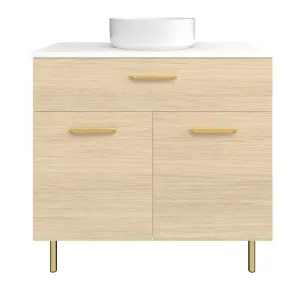 Taylor Vanity 900mm Centre WG Basin SilkSurface AC Top On Legs, Silk Primavera Oak by Timberline, a Vanities for sale on Style Sourcebook