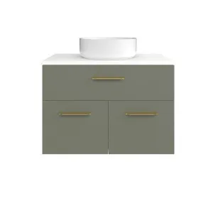 Taylor Vanity 750mm Centre WG Basin SilkSurface AC Top Wall hung, Olive Satin by Timberline, a Vanities for sale on Style Sourcebook