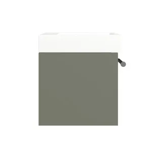 Theo Vanity 460mm Left Bowl Opal Top Wall hung, Olive Satin by Timberline, a Vanities for sale on Style Sourcebook