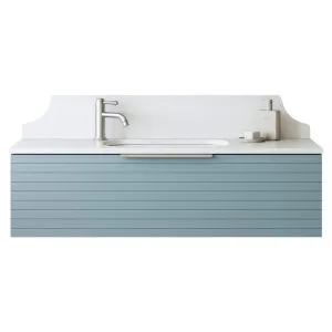 Vale Vanity 1200mm Centre WG Basin SilkSurface UC Top Wall hung, Upgraded, Saxby Blue Satin by Timberline, a Vanities for sale on Style Sourcebook