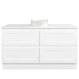Washington Vanity 1500mm Centre WG Basin SilkSurface AC Top Floor standing, White Satin by Timberline, a Vanities for sale on Style Sourcebook