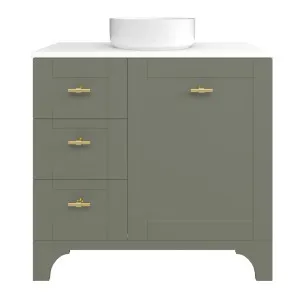 Windsor Vanity 900mm Centre WG Basin SilkSurface AC Top Floor standing, Olive Satin by Timberline, a Vanities for sale on Style Sourcebook