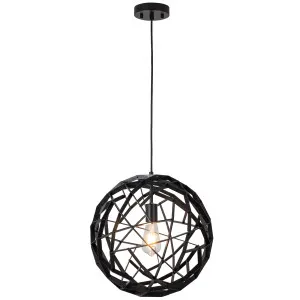 MDA Lighting Malmo Geometric Wood Sphere Pendant - Black by MDA Lighting, a Lighting for sale on Style Sourcebook