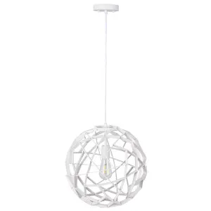 MDA Lighting Malmo Geometric Wood Sphere Pendant - White by MDA Lighting, a Lighting for sale on Style Sourcebook
