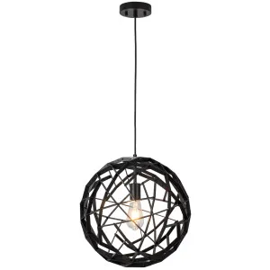 MDA Lighting Malmo Medium Geometric Wood Sphere Pendant - Black by MDA Lighting, a Lighting for sale on Style Sourcebook