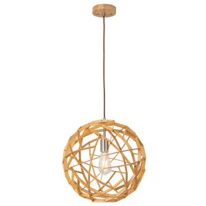 MDA Lighting Malmo Medium Geometric Wood Sphere Pendant - Natural by MDA Lighting, a Lighting for sale on Style Sourcebook
